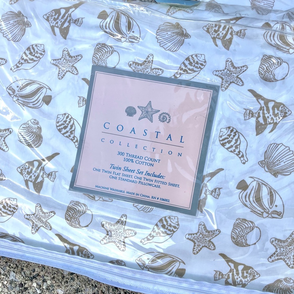 Seashell Twin Sheet Set, Twin Sheets, Beach House Bedding Set NWT NEW in Package